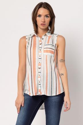 Multi-Stripe Knit Sleeveless Shirt