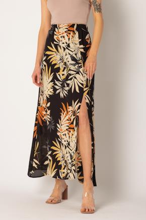 Tropical Maxi Skirt with Side Slit