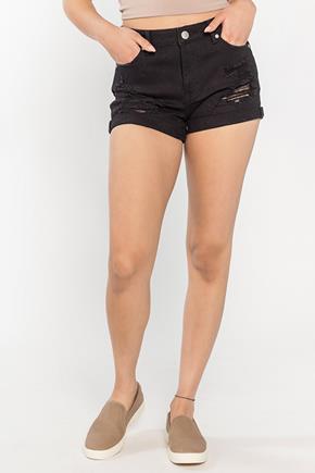 Almost Famous Distressed Black High-Rise Short