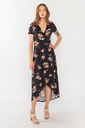 Floral Crossover High-Low Dress