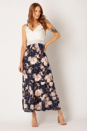 Floral Wool Dobby Bralette Maxi Dress