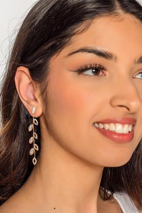 Vine Earrings with Rhinestones and Pearls
