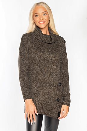 Turtleneck Tunic with Buttons